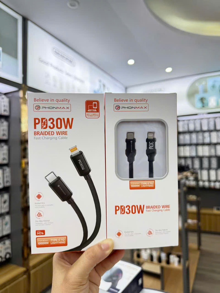 PHONMAX PD30W Braided Wire Type-C to Lightning · 1000mm